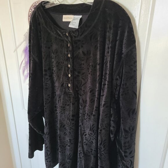 Y2K Velvet Floral Tunic 3X Jaclyn Smith Goth Romantic Top Made in USA - Picture 6 of 8